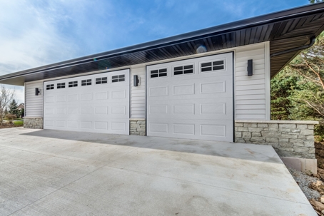 Newly installed garage doors.